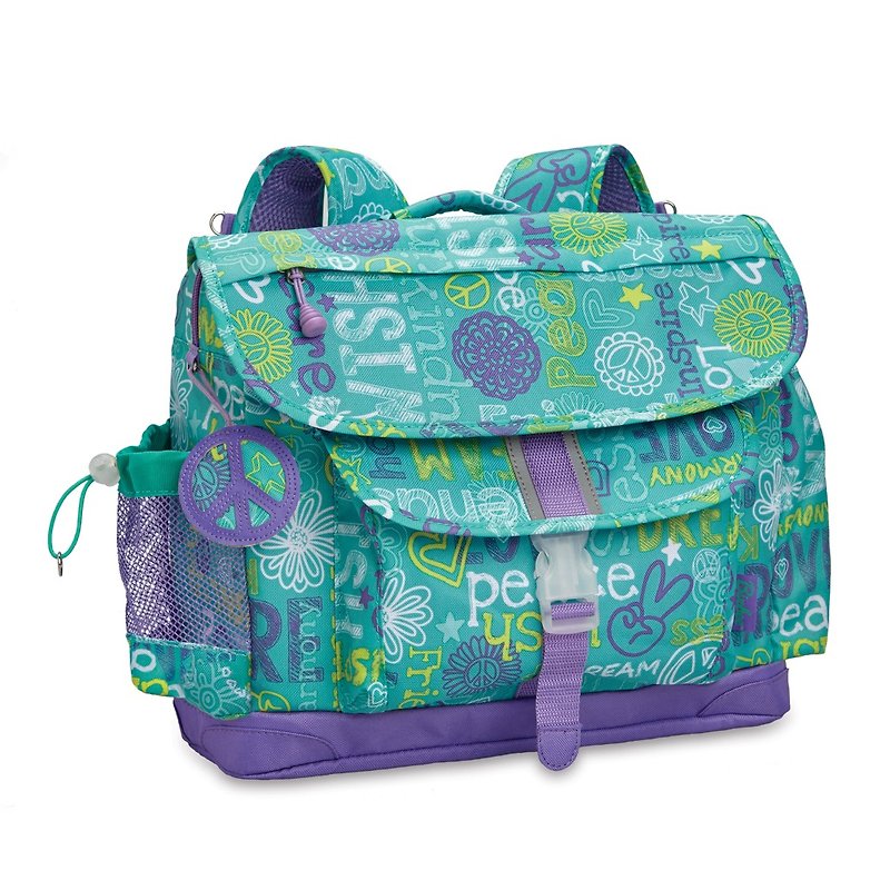 Bixbee "Hope Peace Love" Kids Backpack - Teal - กระเป๋าเป้สะพายหลัง - เส้นใยสังเคราะห์ สีน้ำเงิน