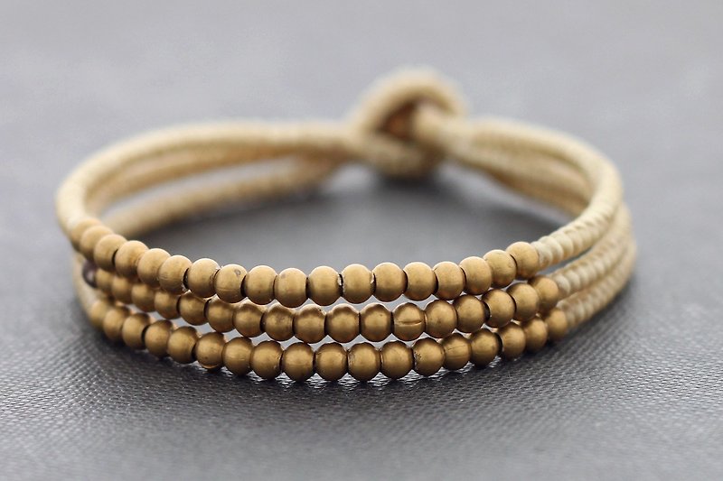 Strand Bracelets Beaded Woven Ivory Brass Gift Yoga - Bracelets - Paper Khaki