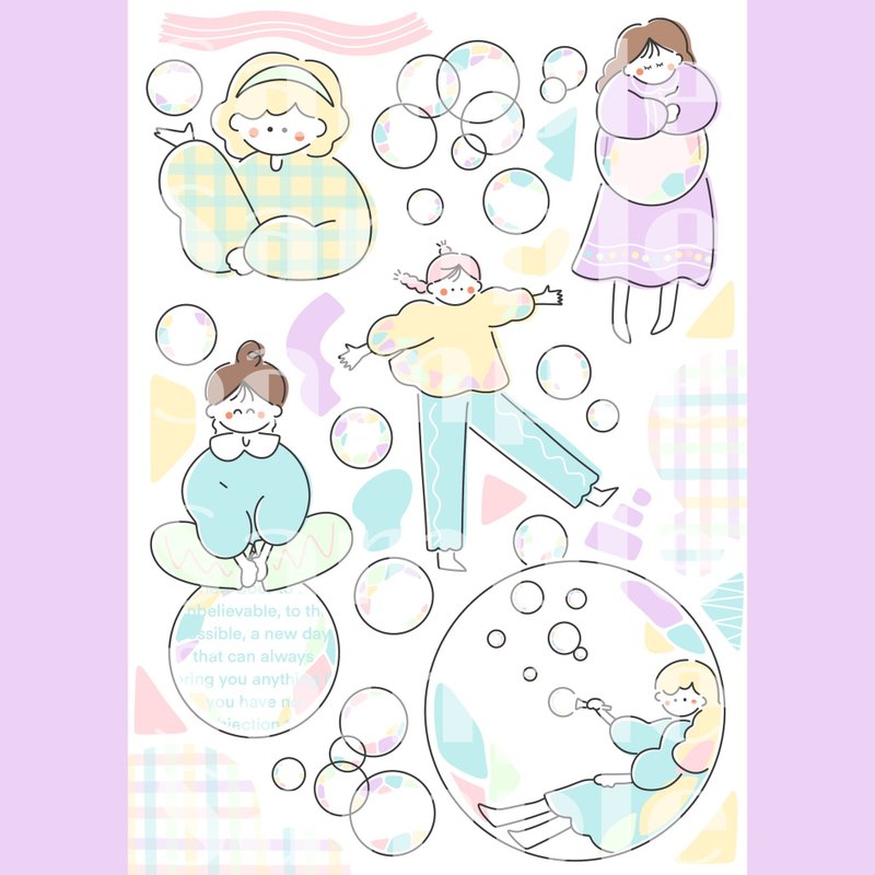 ほわほわちゃん Bubbles - 貼紙 - 紙 