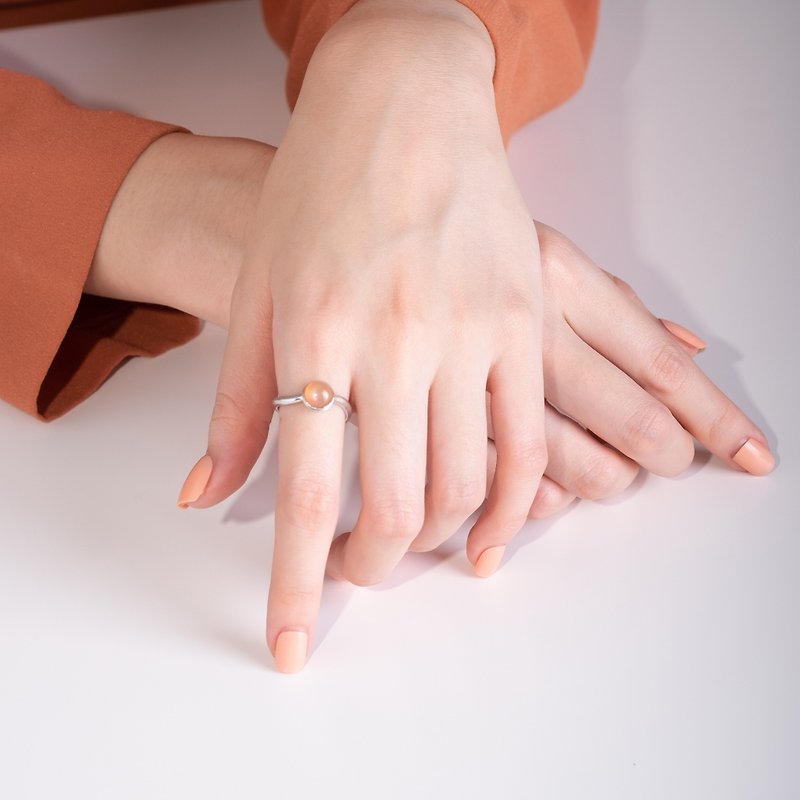 Mirari Curve Ring with Orange Moonstone - General Rings - Semi-Precious Stones Silver