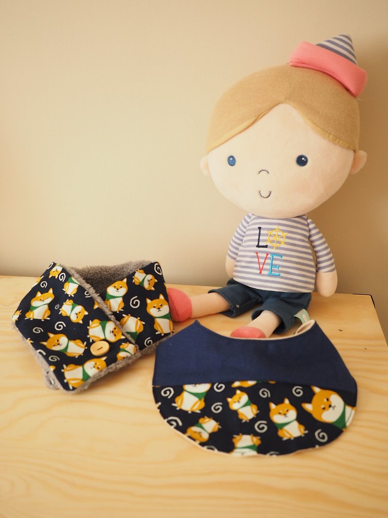 Handmade Cotton Baby Bib and scarf gift set - Baby Gift Sets - Cotton & Hemp Blue