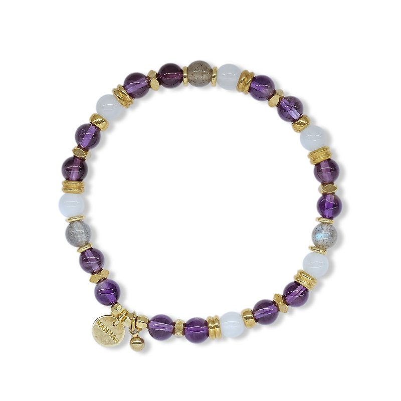 String Series Brass Amethyst White Moonlight Labradorite Bracelet Natural Mineral Crystal - Bracelets - Jade Purple