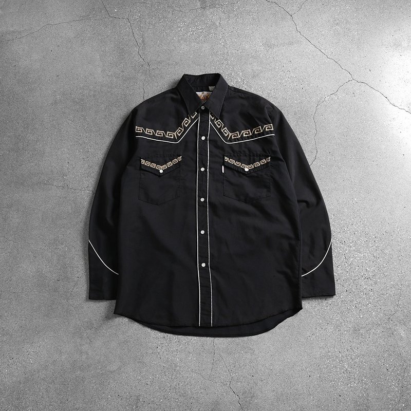 Vintage Shirt 條紋襯衫 - Men's Shirts - Cotton & Hemp Black