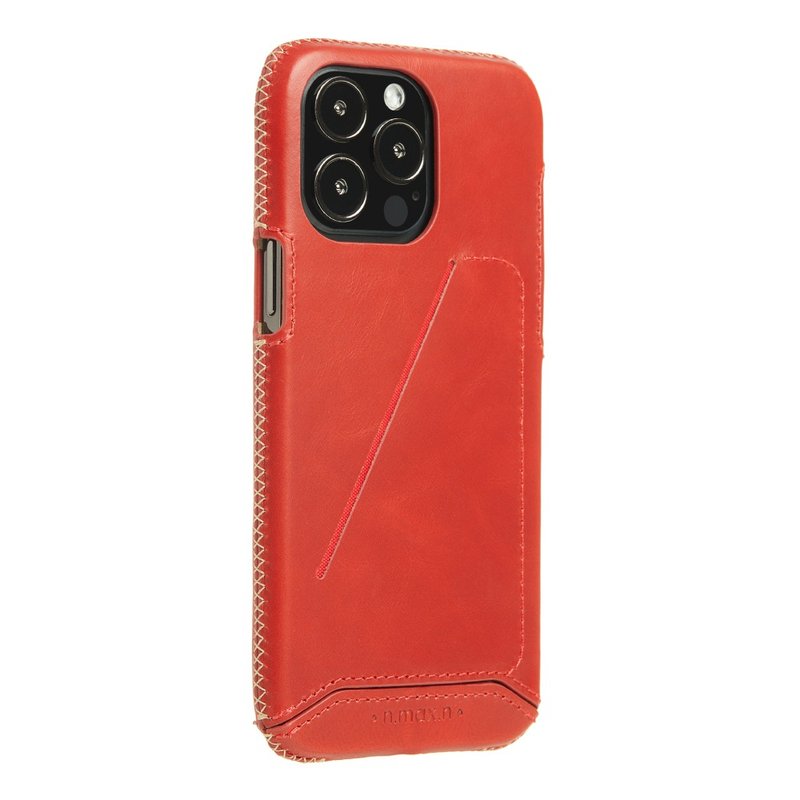 iPhone14 Pro Max Fully Covered Series Leather Case- Capsicum Red - เคส/ซองมือถือ - หนังแท้ สีแดง