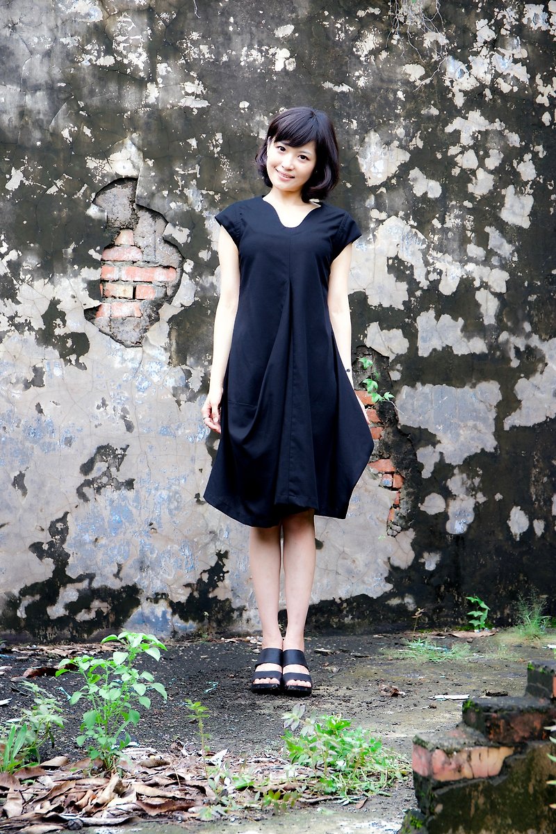 Black dress - One Piece Dresses - Cotton & Hemp Black