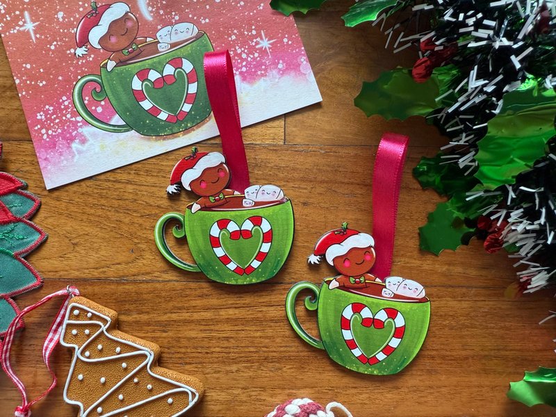It's hot chocolate time Christmas decoration - 擺飾/家飾品 - 木頭 多色