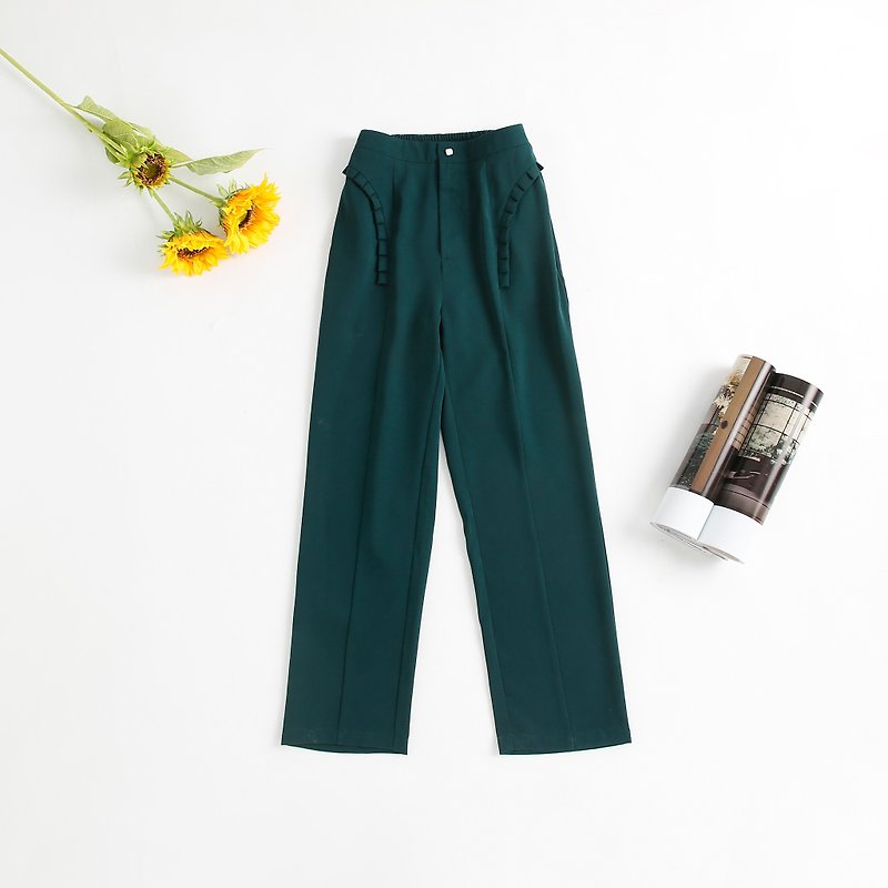 Pleated trousers--green--unlined - Women's Pants - Polyester Green