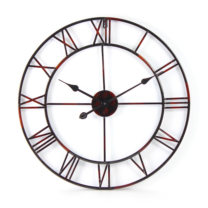 ホームプラスロフト風の業界鉄錆処理クロック直径60センチメートル模造塗料は、中空ローマ数字手はんだごて時計ムーブメントのミュートを作りました - 時計 - 金属 ブラック