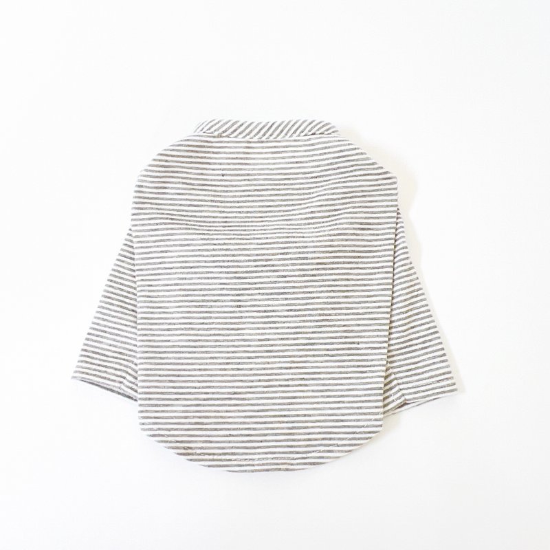 Dog Wear・Thin Stripe Cut and Sew Top - Gray - ชุดสัตว์เลี้ยง - ผ้าฝ้าย/ผ้าลินิน สีเทา