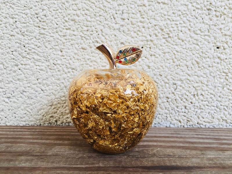 Crystal glass imitation gold apple gold peace - Items for Display - Glass 