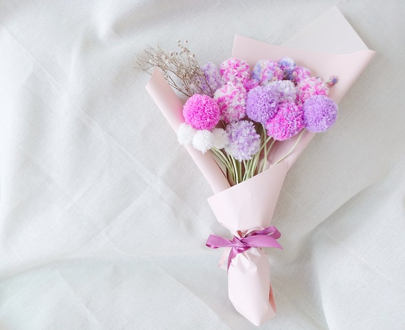 Pompom flowers, anniversary flowers, wedding favor, wedding boquete - Dried Flowers & Bouquets - Other Materials Purple