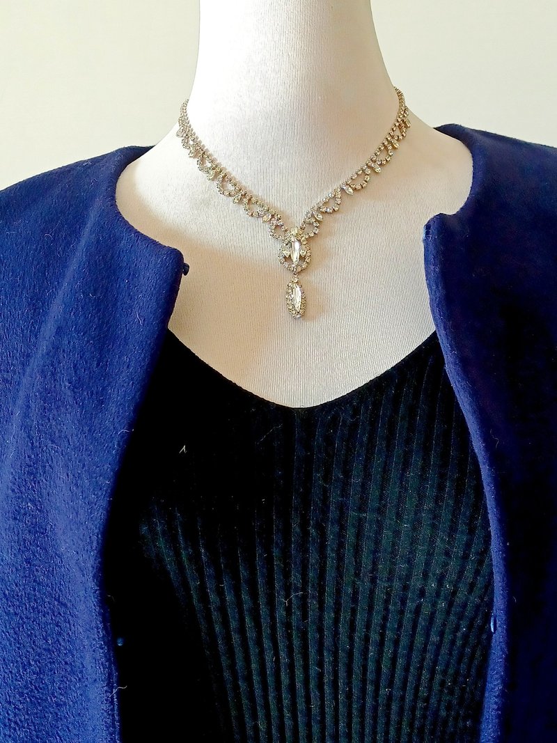 vintage jewelry 氣質公主風萊茵鑽 項鍊 - 項鍊 - 其他金屬 