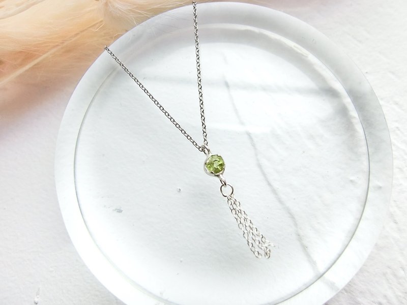 Peridot 925 Sterling Silver Tassel Design Necklace - Necklaces - Gemstone Silver