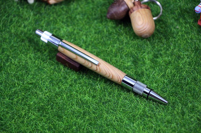 Log Wooden Handmade Pen Wooden Wooden Press Type Original Writing Pen - อุปกรณ์เขียนอื่นๆ - ไม้ สีนำ้ตาล