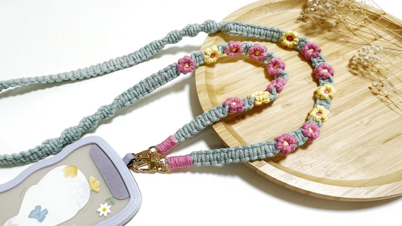 Small flower long version mobile phone lanyard-half flower style - เชือก/สายคล้อง - ผ้าฝ้าย/ผ้าลินิน หลากหลายสี