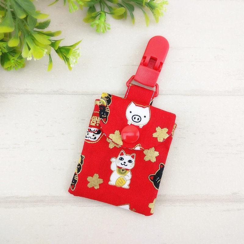 [Spot is not embroiderable] Happy cats. Peace symbol bag - ซองรับขวัญ - ผ้าฝ้าย/ผ้าลินิน สีแดง