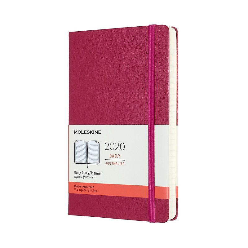 MOLESKINE 2020 日記 12M 硬殼 - L 型桃紅色 - 燙金服務 - 筆記本/手帳 - 紙 粉紅色