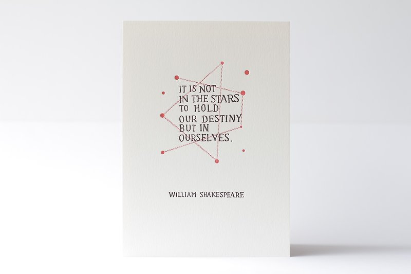 Quote by William Shakespeare- ภาพพิมพ์ Letterpress ขนาด 5x7 นิ้ว - โปสเตอร์ - กระดาษ สีแดง