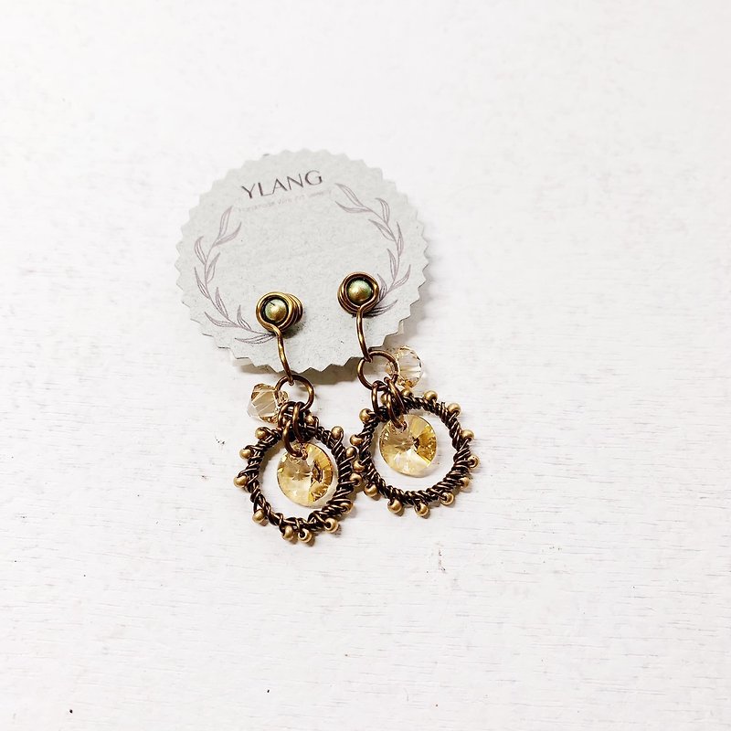 [Little Sun - Classic Series] Swarovski Crystal / art of Bronze wire (painless Clip-On/ hook) - Earrings & Clip-ons - Other Metals Multicolor