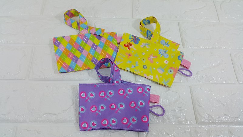 Waterproof and environmentally friendly cup bag (love / butterfly / diamond lattice) - spot - ถุงใส่กระติกนำ้ - วัสดุกันนำ้ หลากหลายสี