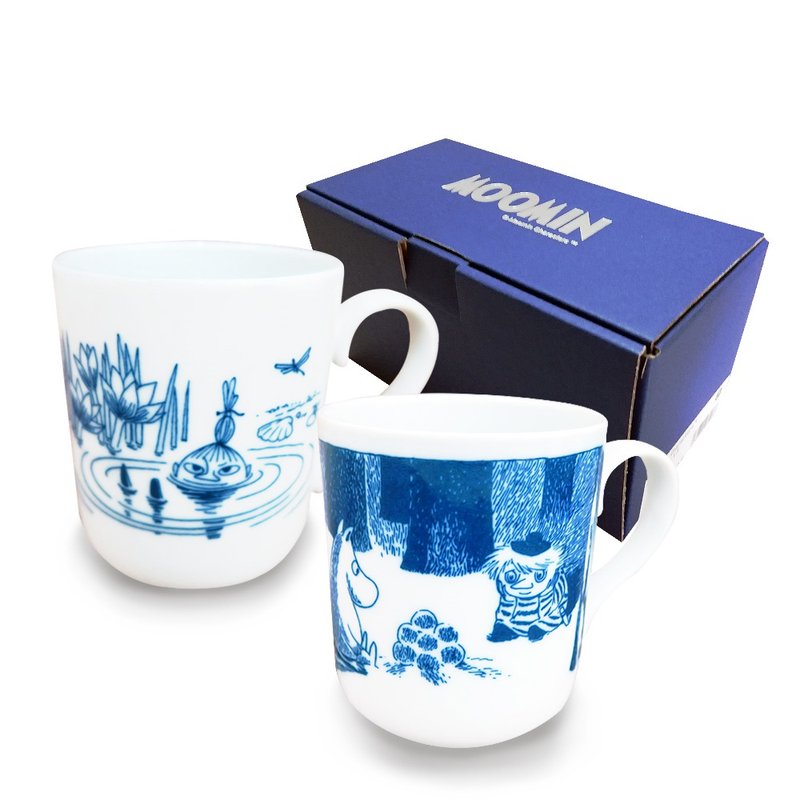 【日本山加yamaka】嚕嚕米彩繪陶瓷馬克杯禮盒2入組 (MM2700-13) - 咖啡杯/馬克杯 - 瓷 白色