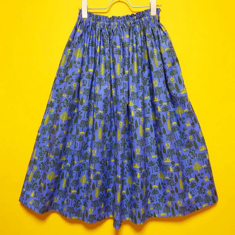 【受注制作】Nathalie Lete Little Red Riding Hood Blue / USA fabric / Free size / 日本製 - 裙子/長裙 - 棉．麻 藍色