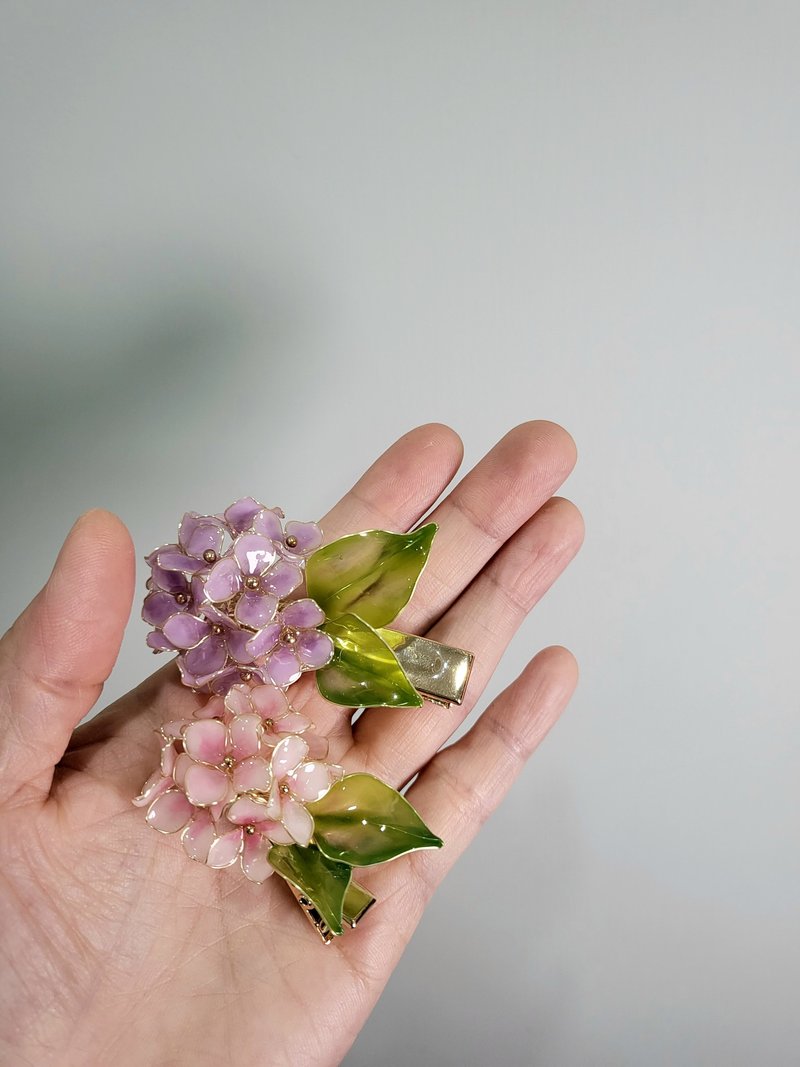 Resin Dip Art Parent-child Hair Clip - Hydrangea - เครื่องประดับผม - เรซิน สีน้ำเงิน