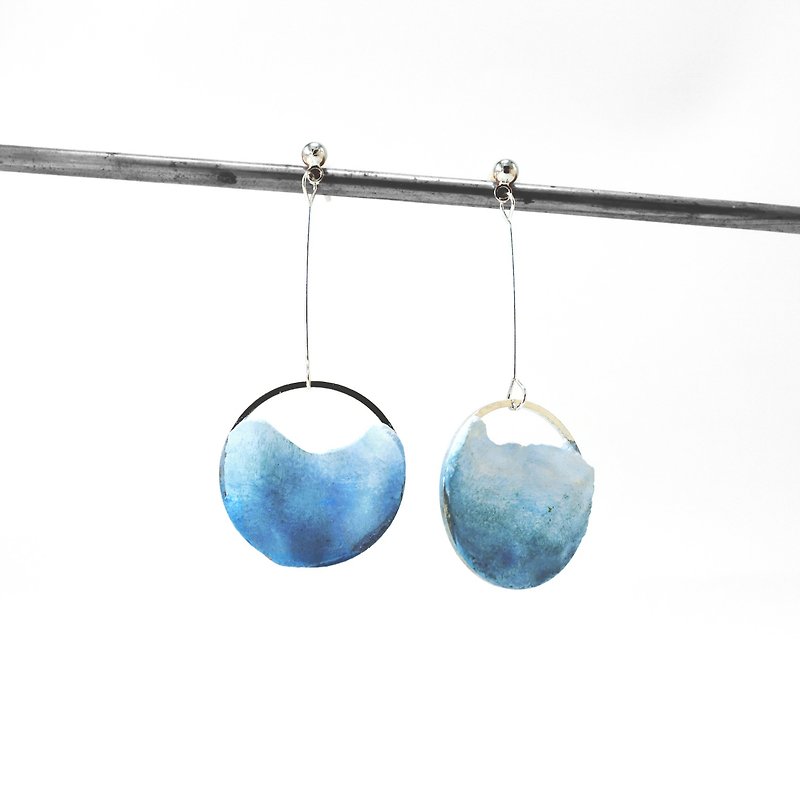 節氣系列-小雪(藍) 水泥耳環(生日禮物/情人禮物) - 耳環/耳夾 - 水泥 藍色
