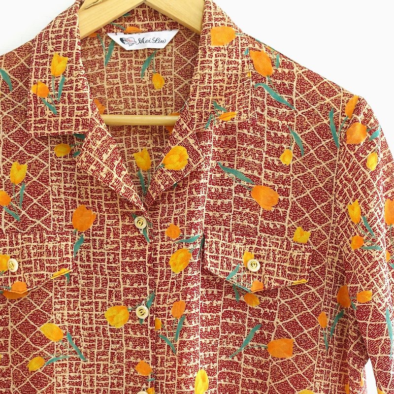 │Slowly│ 花苞- vintage shirt │vintage.vintage.literary - Women's Shirts - Polyester Multicolor