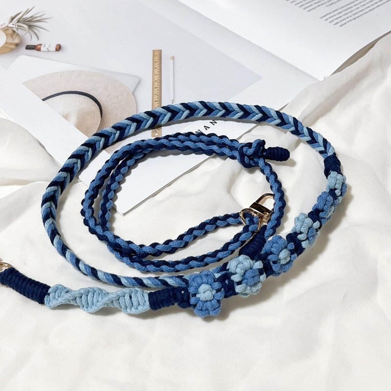 Blue ocean color adjustable small flower mobile phone strap mobile phone lanyard sling camera strap - Lanyards & Straps - Cotton & Hemp 