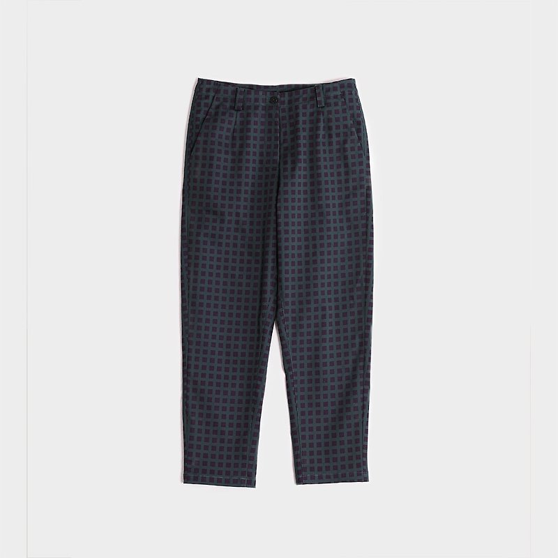 Cotton plaid pants - กางเกงขายาว - ผ้าฝ้าย/ผ้าลินิน สีเขียว