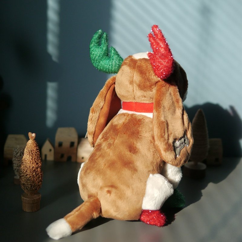 快速出貨 || Hush Puppies 10吋 節日限定麋鹿巴吉度/背影殺手 - 公仔模型 - 聚酯纖維 咖啡色