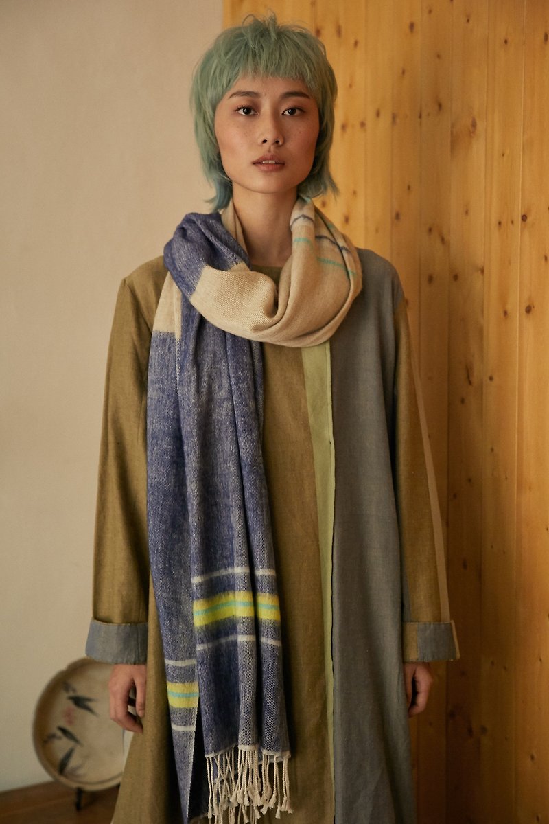 winter night yak shawl-morning fog-fair trade - Knit Scarves & Wraps - Other Materials Multicolor