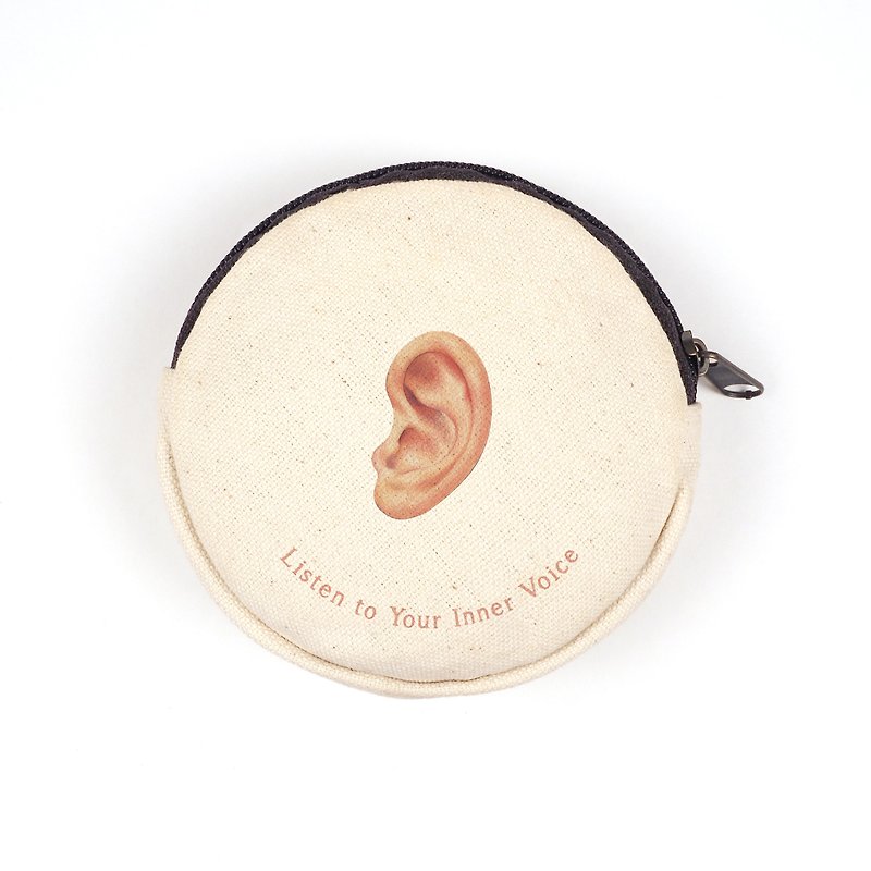 Ear customized canvas zipper coin purse listen to your inner voice organ gift - Coin Purses - Cotton & Hemp 