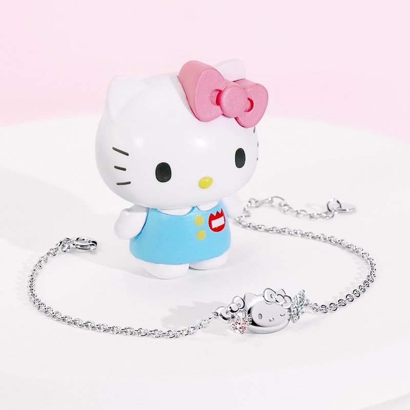 Sanrio學院Mix系列-HelloKitty凱蒂貓晶鑽純銀手鍊 - 手鍊/手環 - 純銀 銀色