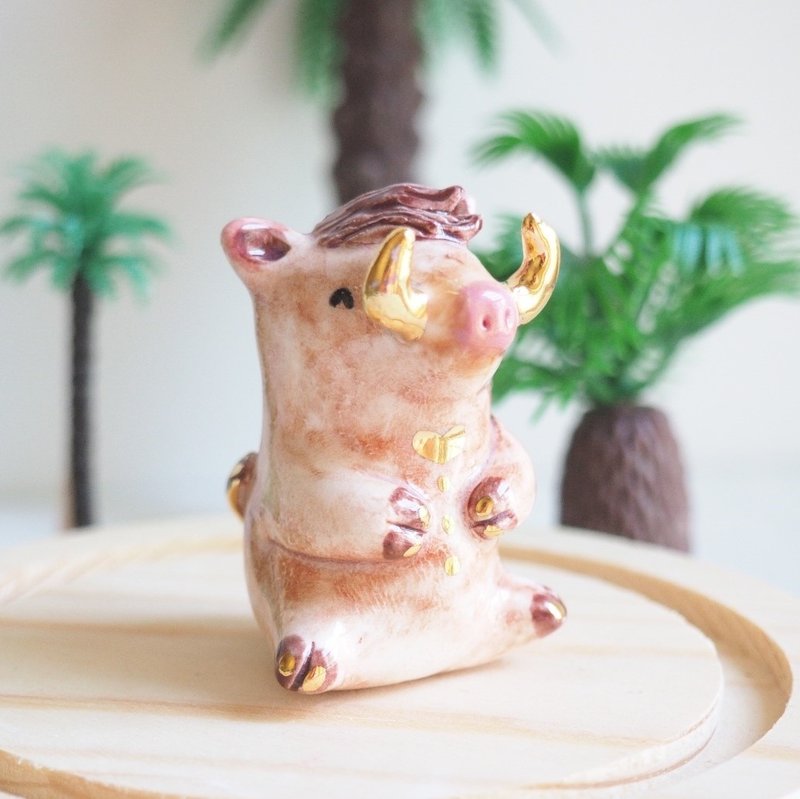 瀟灑小野豬擺飾 - 擺飾/家飾品 - 瓷 卡其色