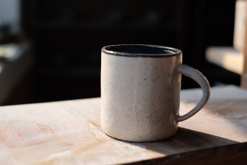 昼と夜|粗砂黒白釉コーヒーカップ - グラス・コップ - 陶器 ブラック