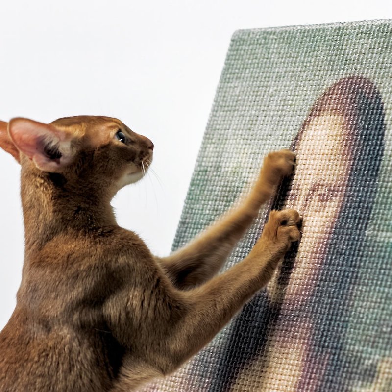 The Mona Lisa Art Famous Painting Cat Scratching Board - อุปกรณ์แมว - ผ้าฝ้าย/ผ้าลินิน สีกากี