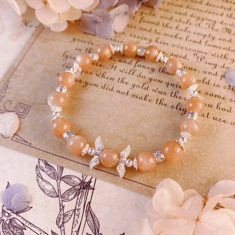 Id Chakra Energy Crystal × Source of Abundance (Moonstone, 925 Sterling Silver) - Bracelets - Crystal Orange