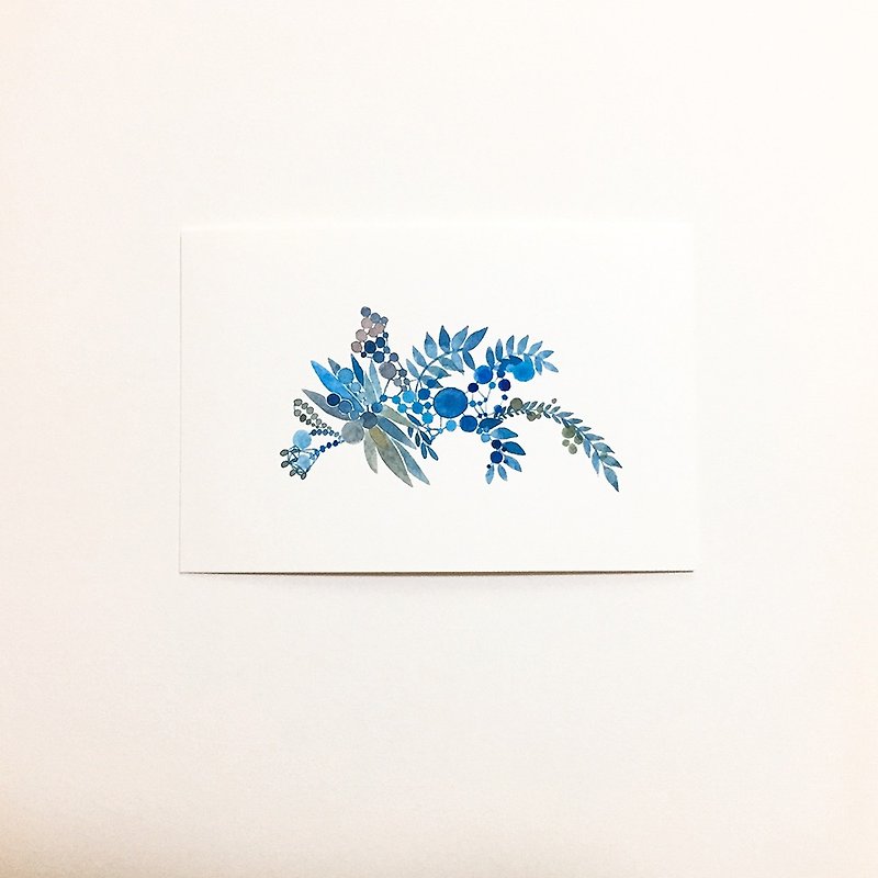 独占オリジナルの水彩画（原画）の純粋な手描きのギフト目的カードグリーティングカードはがき装飾画カード3 - カード・はがき - 紙 ブルー