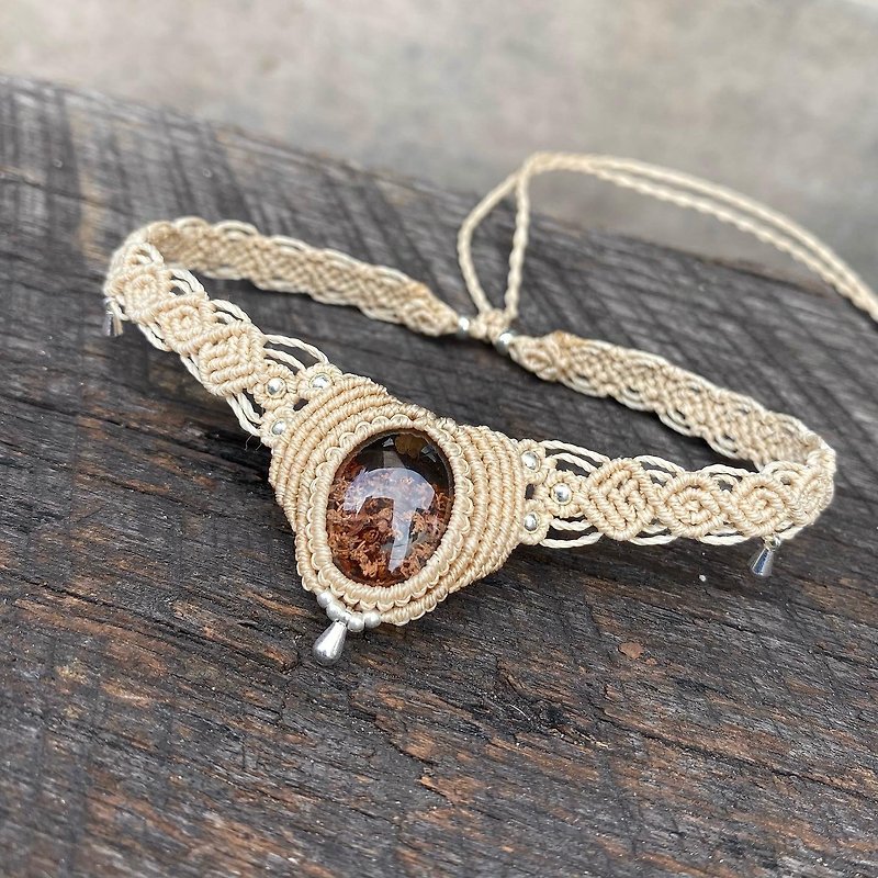 Xiyingyao Wax thread necklace macrame woven necklace ghost crystal red ghost ghost Stone necklace