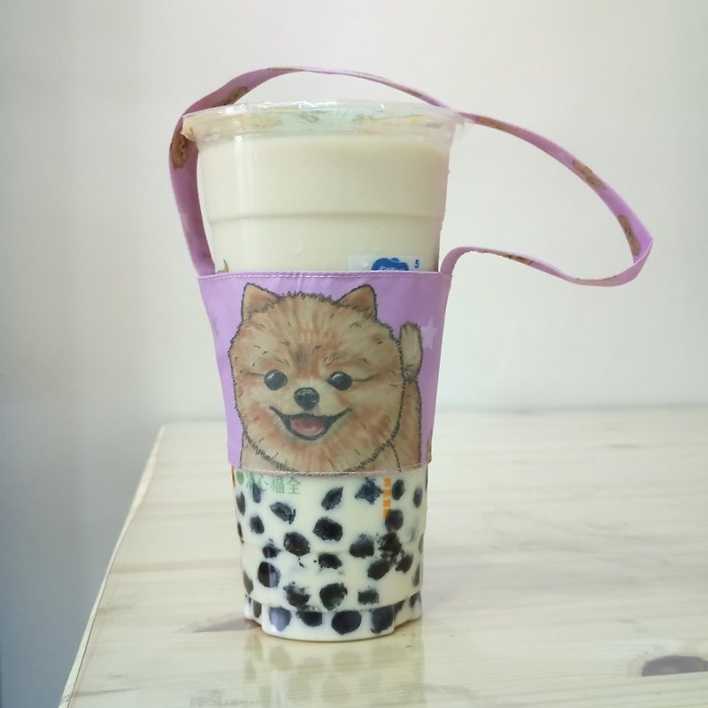 Bomei-Double-sided Drink Cup Set-Dog Sketch Series~Double-sided Drink Bag - ถุงใส่กระติกนำ้ - เส้นใยสังเคราะห์ 