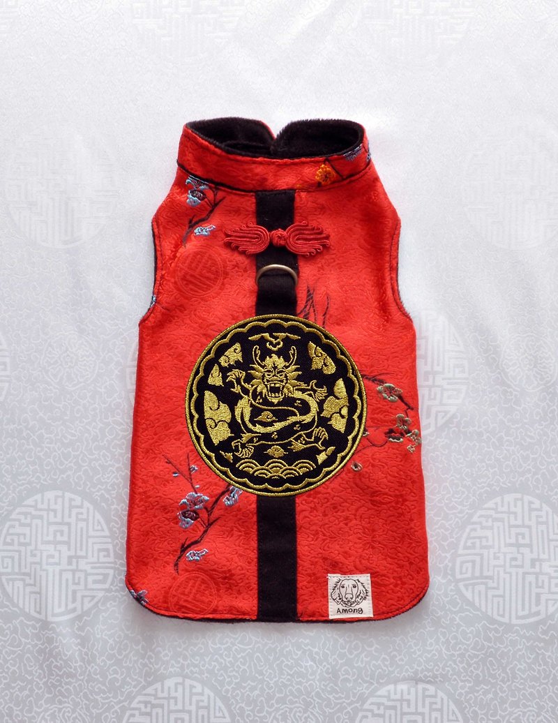 Huakaiyueyuanxianglong Limited Edition Among Corset (Winter Fleece Base Cloth) - ชุดสัตว์เลี้ยง - วัสดุอื่นๆ สีแดง