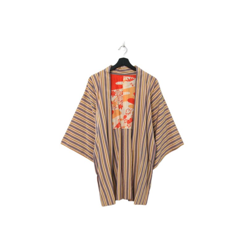 Back to Green-日本帶回羽織 秋日線條 kb-79/vintage kimono - 女大衣/外套 - 絲．絹 