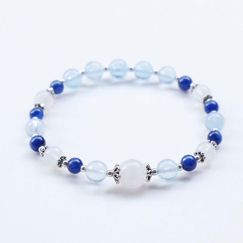 Blue Moonstone Ice Seed Aquamarine Stone Natural Stone Bracelet - Bracelets - Crystal Blue