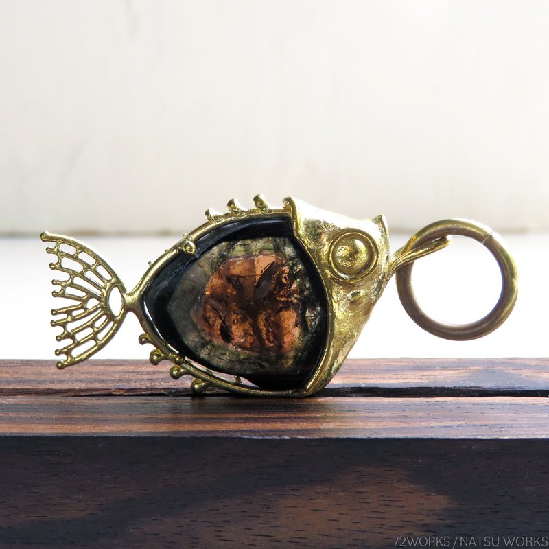トルマリン フィッシュ チャーム / Tourmaline Fish charms - 吊飾/掛飾 - 寶石 橘色