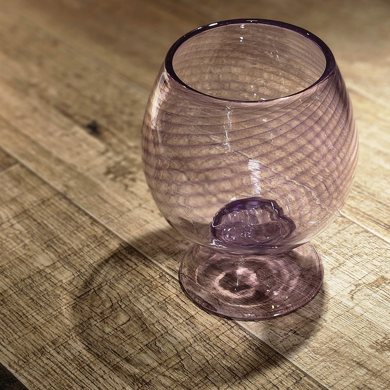Chubby short-legged cup-lavender hand-made glass purely hand-blown - แก้ว - แก้ว สีม่วง