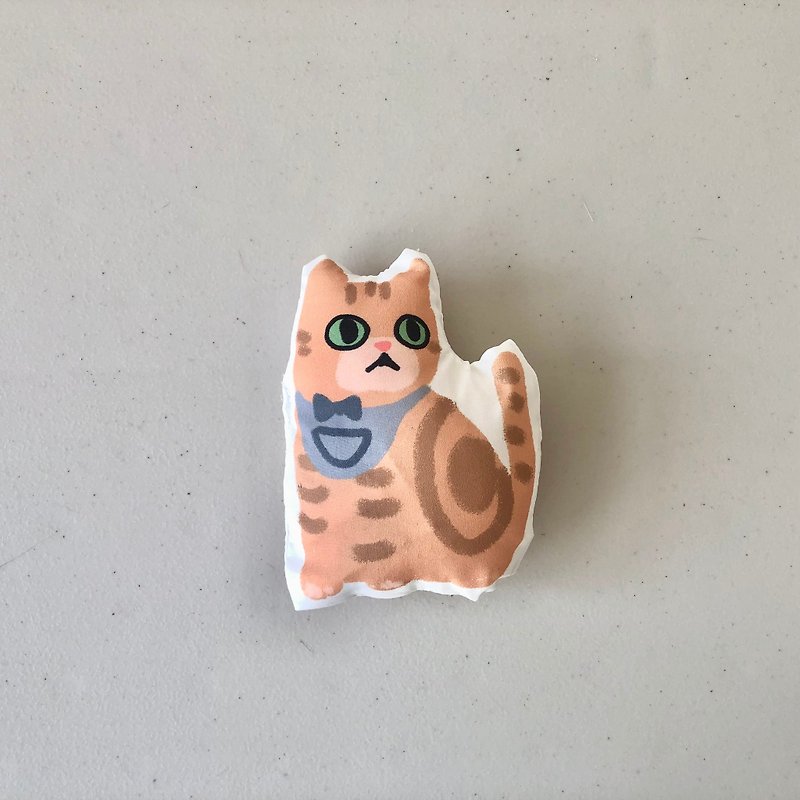 Mini Mi boss cat straw bag - ของเล่นสัตว์ - ผ้าฝ้าย/ผ้าลินิน สีส้ม