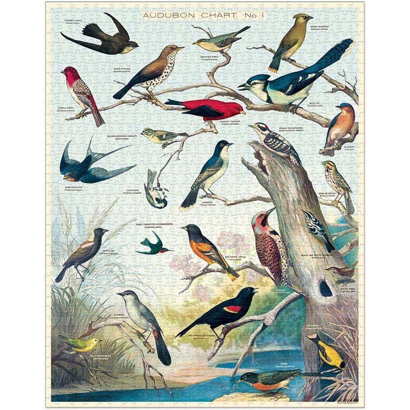 Cavallini & Co. Round Jar 1000 Piece Jigsaw Puzzle_Audubon Birds (please ask before placing an order!) - Puzzles - Paper Multicolor