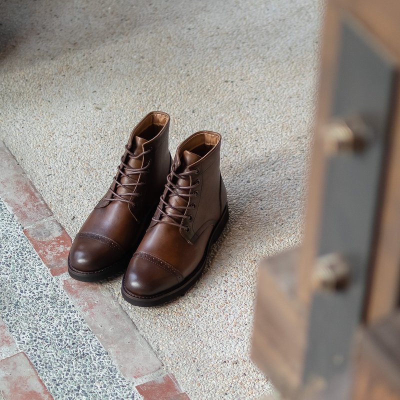 Derby Oxford Boots_Bronze - Men's Boots - Genuine Leather Brown